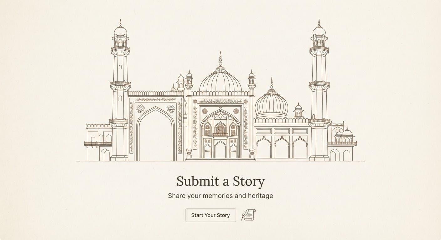 Minimalist line-art of Mughal-inspired arches and minarets
